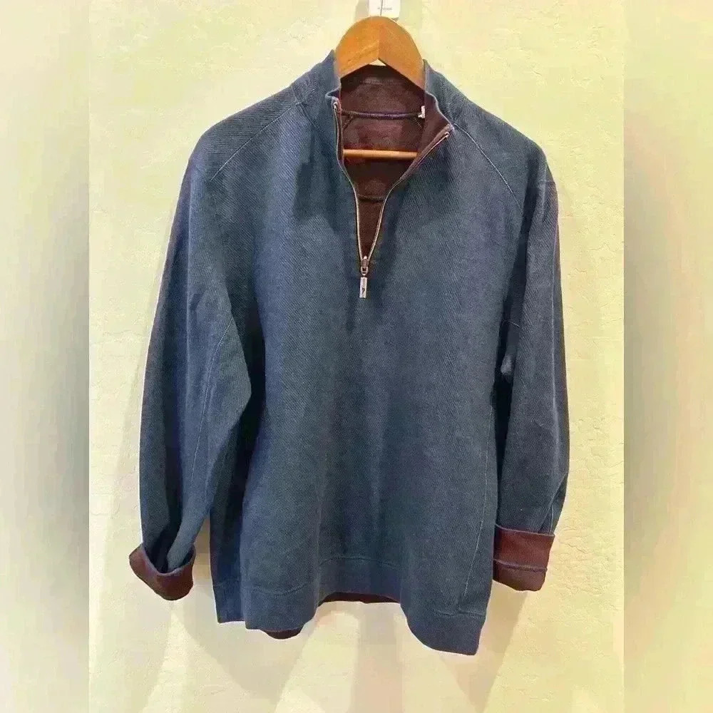 Tommy Bahama Flipshore Reversible Half-Zip Pullover size medium